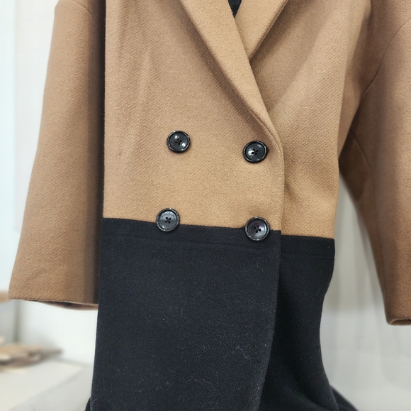 [ COACH] WOMEN'S SIZE XL,HEAVY WEIGHT WOOL - COLOR BLOCK TRENCH COAT - Picture 12 of 16
